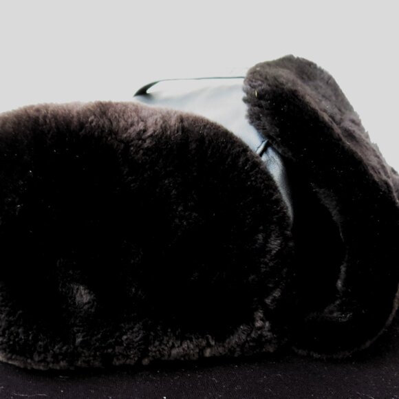 WINTER GIVE AWAY SALE! Jet Black Luxury Beaver Fur Jockey Trapper Hat, New - Picture 6 of 10